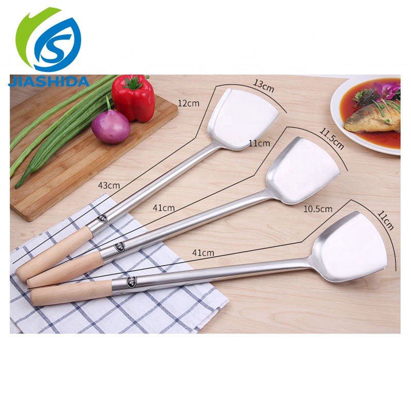 Hotel Restaurant Stainless Steel Shovel Spatula With Wooden Handle 1 buyer图6