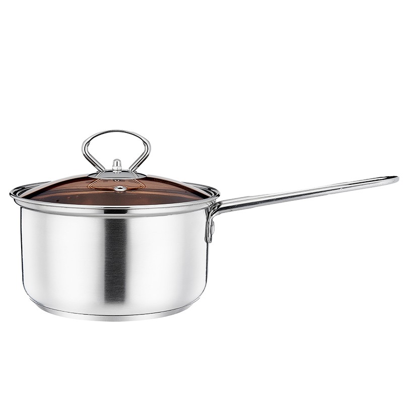 16cm stainless steel straight sauce pan with gold tea glass lid图2