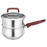 16cm stainless steel drum shaped sauce pan with steamer