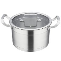 18/8 stainless steel straight stock pot with bull head design