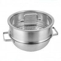 24cm stainless steel low pot with steamer