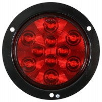 4 inch Round Light Dark Red Trailer Light Black Base