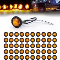 3/4 Inch Mount Amber 3 LED Mini Round Trailer Side Marker Indicator Lights Clearance Button Signal L