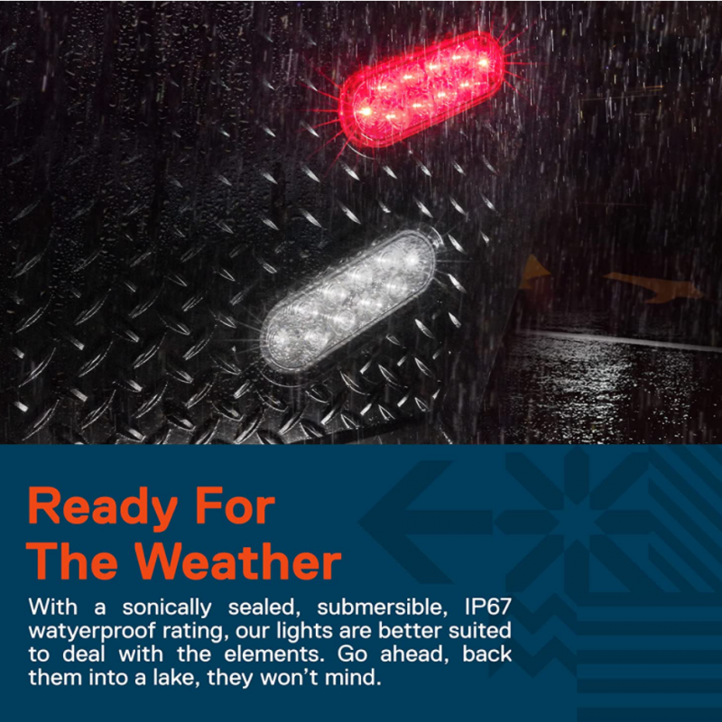 6"  Dark Red Lens Red LED Light Grommet mount 10pcs SMD Without Plug图4