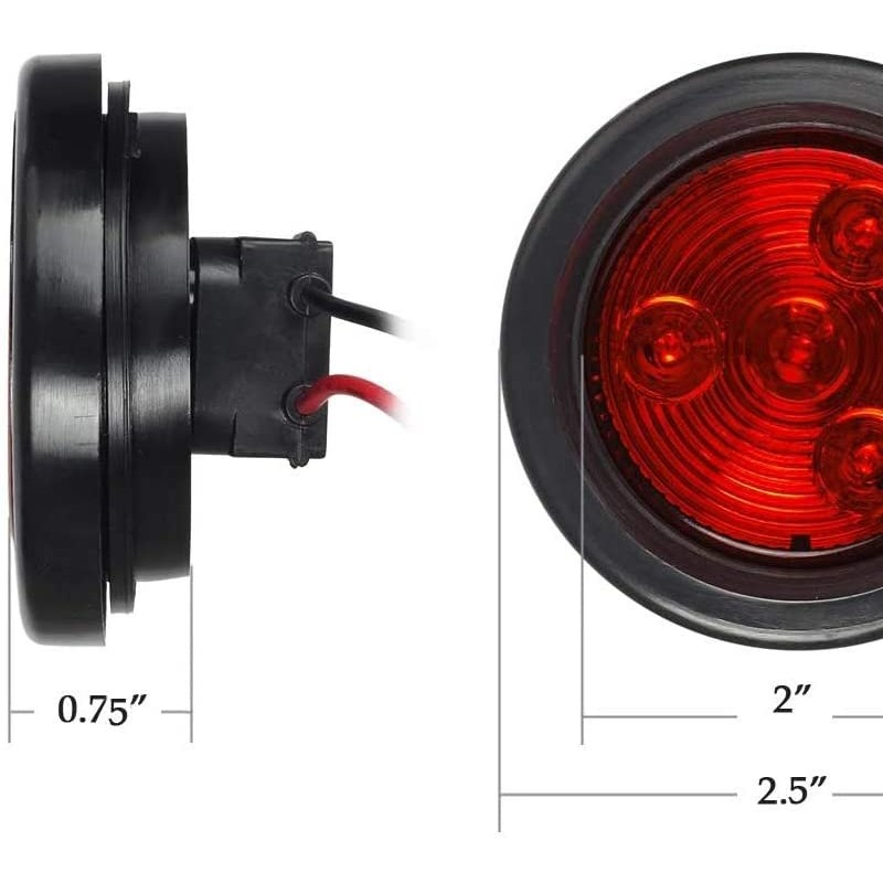 2" Round Red Lens, Red SMD led, Grommet mount  3SMD without Plug图2