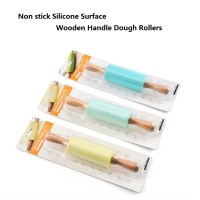 Jianhong Mini Rolling Pin, Kids Wooden Handle Rolling Pin Silicone Rolling Pins for Home Kitchen