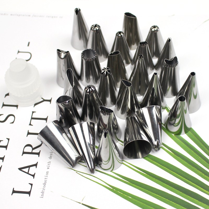 Jianhong LFGB stainless steel Tips set for cake with storage box 26 metal decorating tips 1 couplers图2