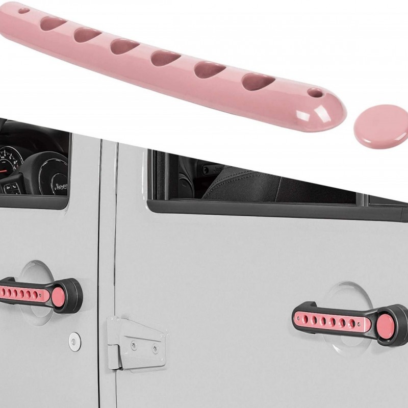 Side Door Handle Insert Grab Handle & Push Button Knobs Cover Trim Fit for Jeep Wrangler JK JKU图7