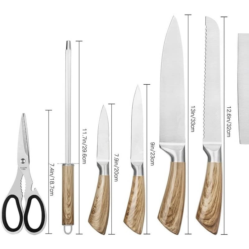High Quality 8pcs kitchen knife set.Chef knife set stainless steel color box图2