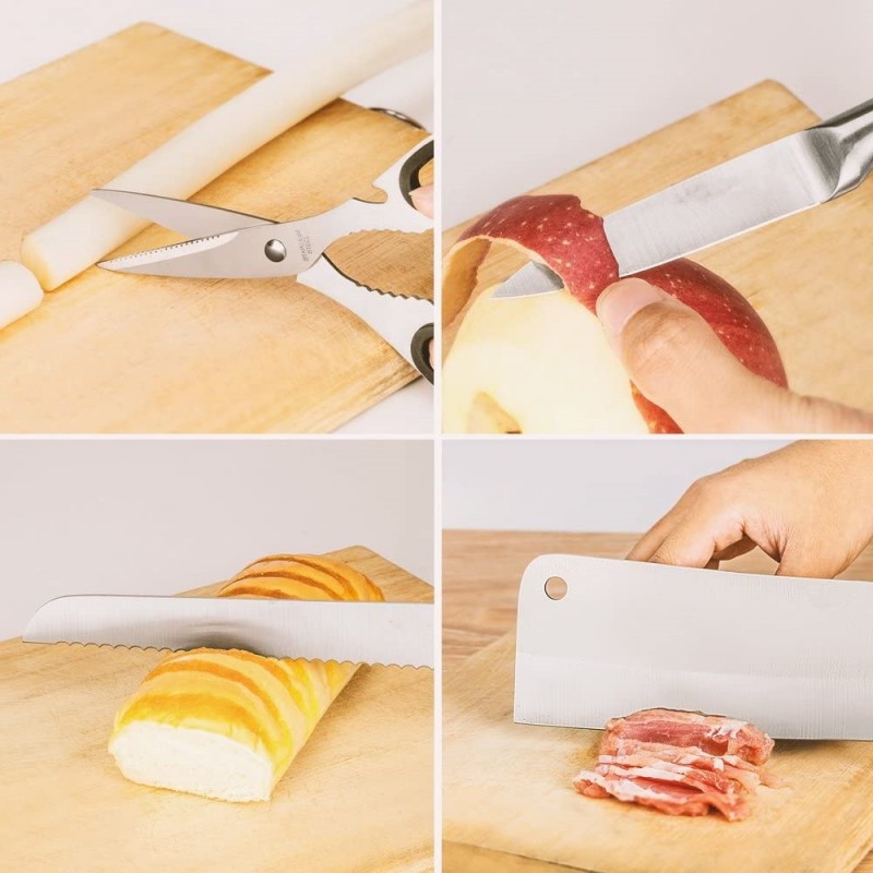 High Quality 8pcs kitchen knife set.Chef knife set stainless steel color box图5
