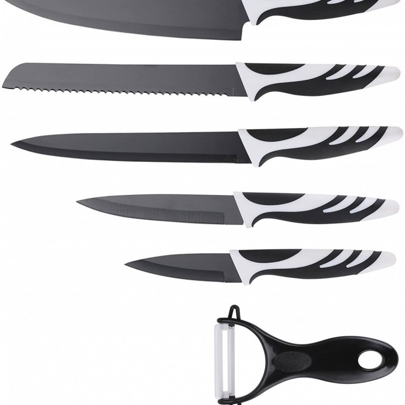 5pcs non-stick coating kitchen knife set with PP cover-KC-007图2