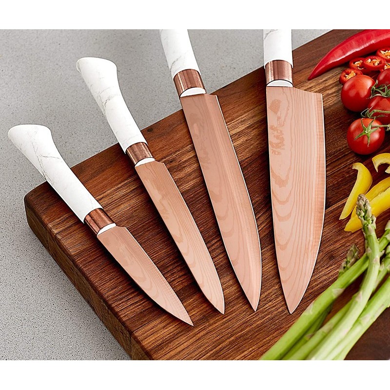 5pcs Rose gold plated kitchen kinfe set stainless steel kitchen knfie set图4