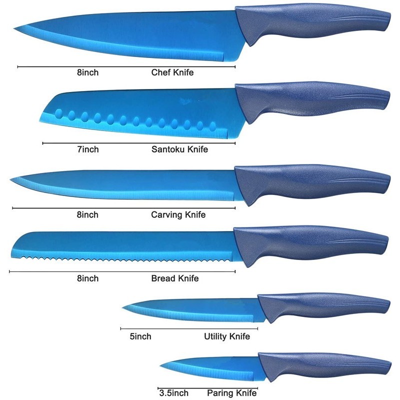 New Magnetic15pcs  Blue coating Stainless Steel  Kitchen Knife Set图2
