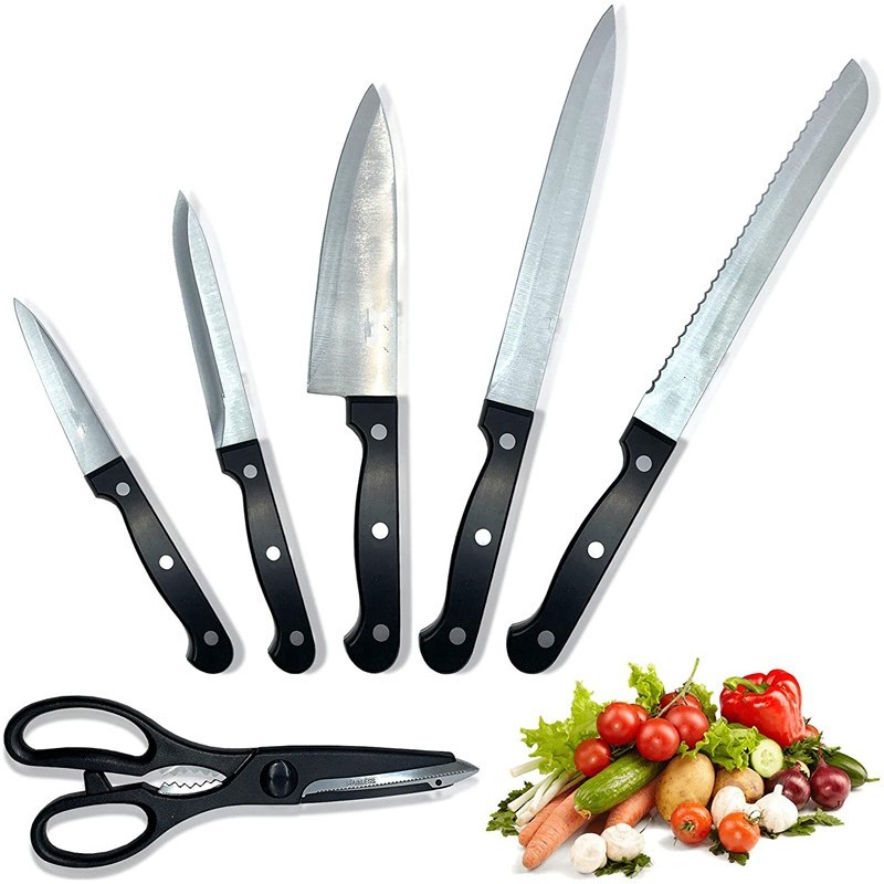 6pcs PP handle Stainless Steel Kitchen Knifves set图2