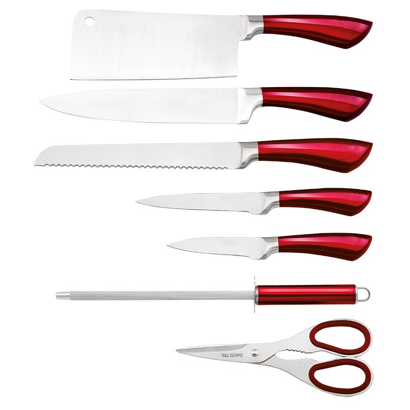 8pcs hot selling hollow handle knife set with acrylic stand with chopper图2
