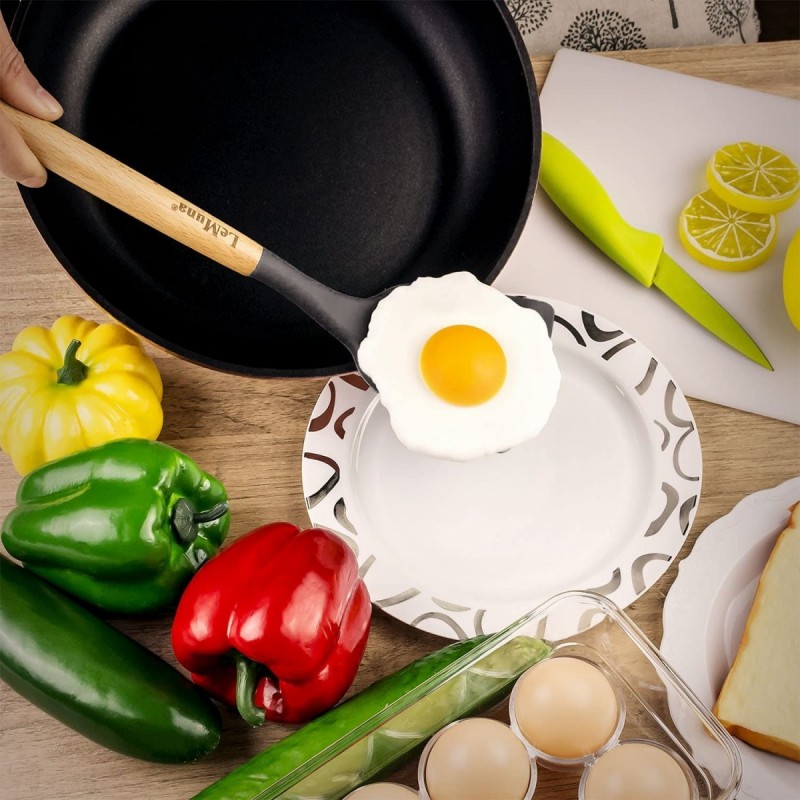 18pcs Silicone Kitchen Utensils Set, Kitchen Cooking Utensils Set with Holder, Wooden Handle Silicon图5