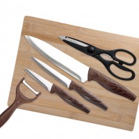 6pcs hot selling kitchen knife set with bamboo cutting board