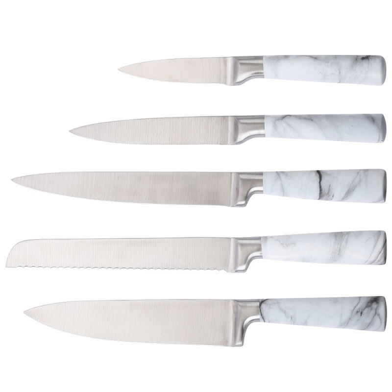 5pcs Marble coating handle kitchen knife with actylic holder set图2