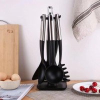 9 piece Nylon kitchen utensil set with stainless steel handle
