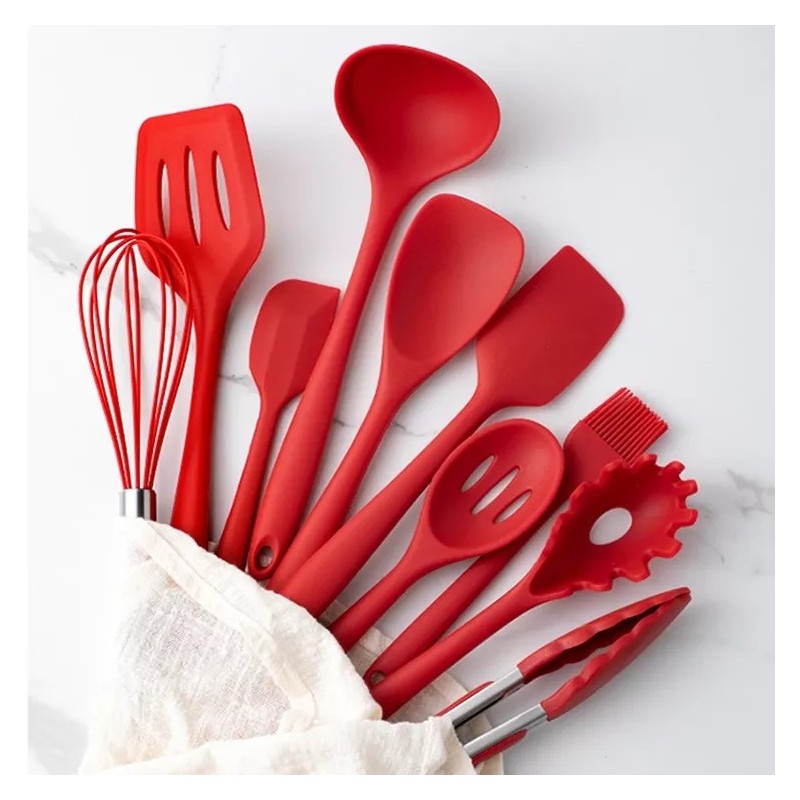 Hot Sale Amazon 10 Piece Silicone Kitchen Accessories Tool Kitchen Utensils Non-stick Cookware Spagh图2
