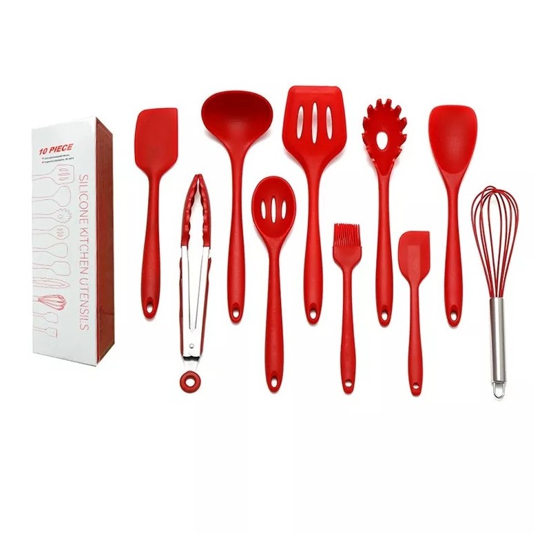 Hot Sale Amazon 10 Piece Silicone Kitchen Accessories Tool Kitchen Utensils Non-stick Cookware Spagh图4