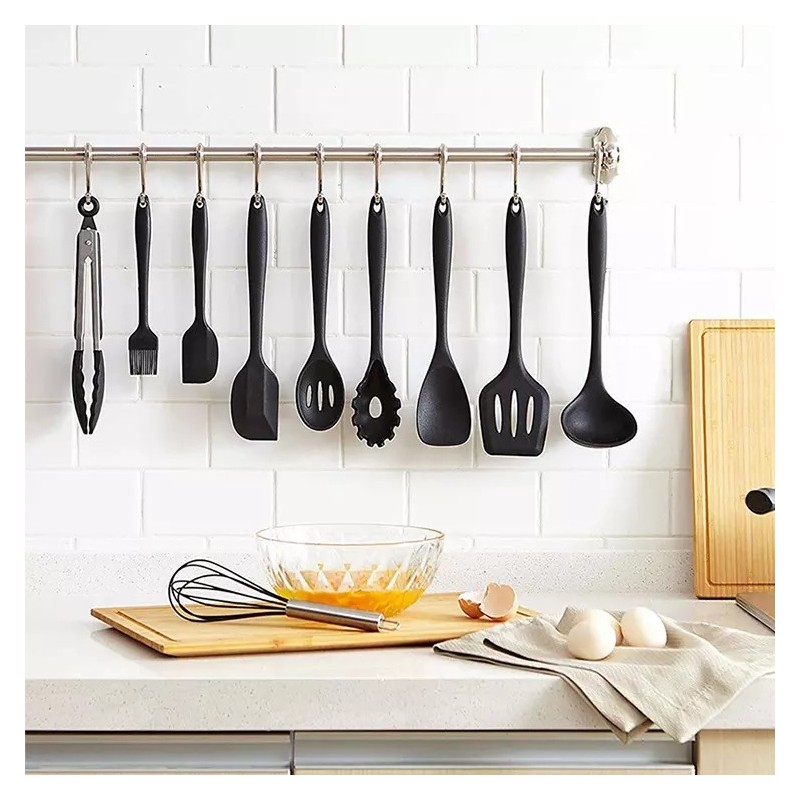 Hot Sale Amazon 10 Piece Silicone Kitchen Accessories Tool Kitchen Utensils Non-stick Cookware Spagh图5