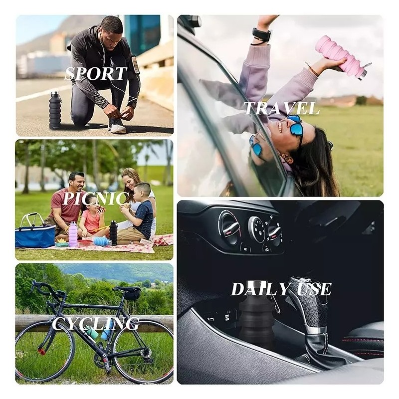 Outdoor Sports Water Bottle Portable Silicone Folding Water Cup For Travel图6