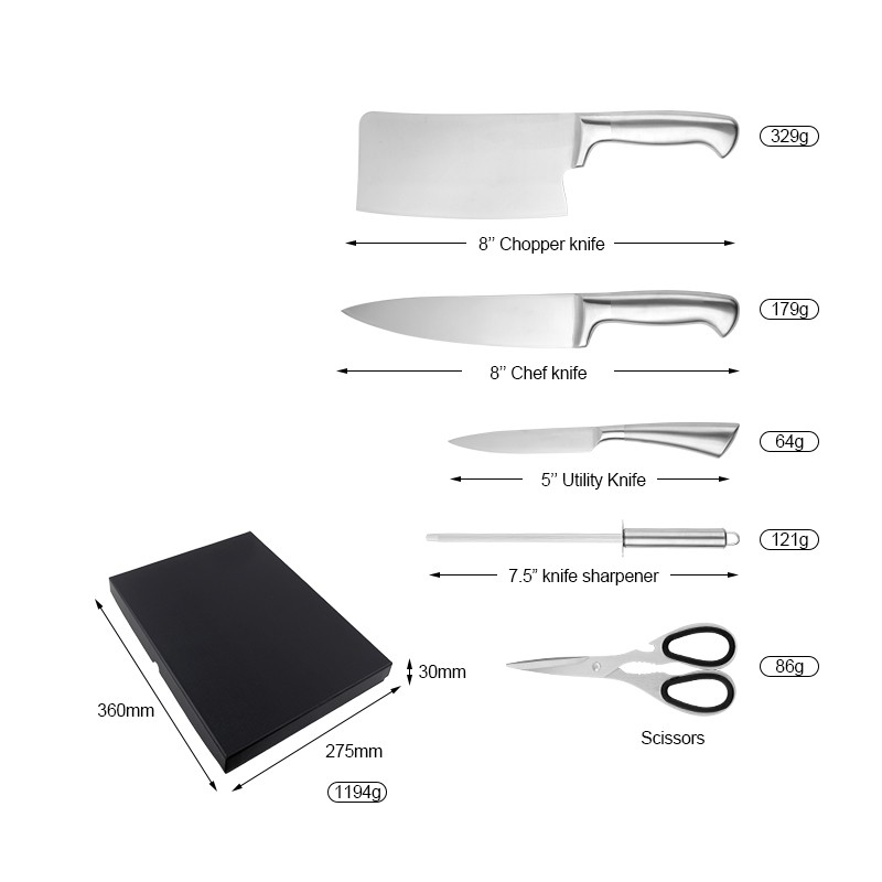 Oem accepted stainless steel kitchen knife set 5pcs knife set图5
