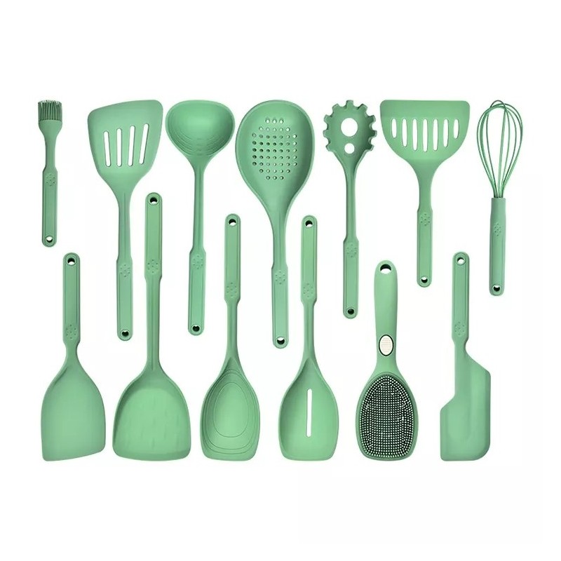 New Heat-resistant Non Stick Scraper Spatula Scoop Skimmer Ladle Cooking Tools 13 Pcs Silicone Kitch图2