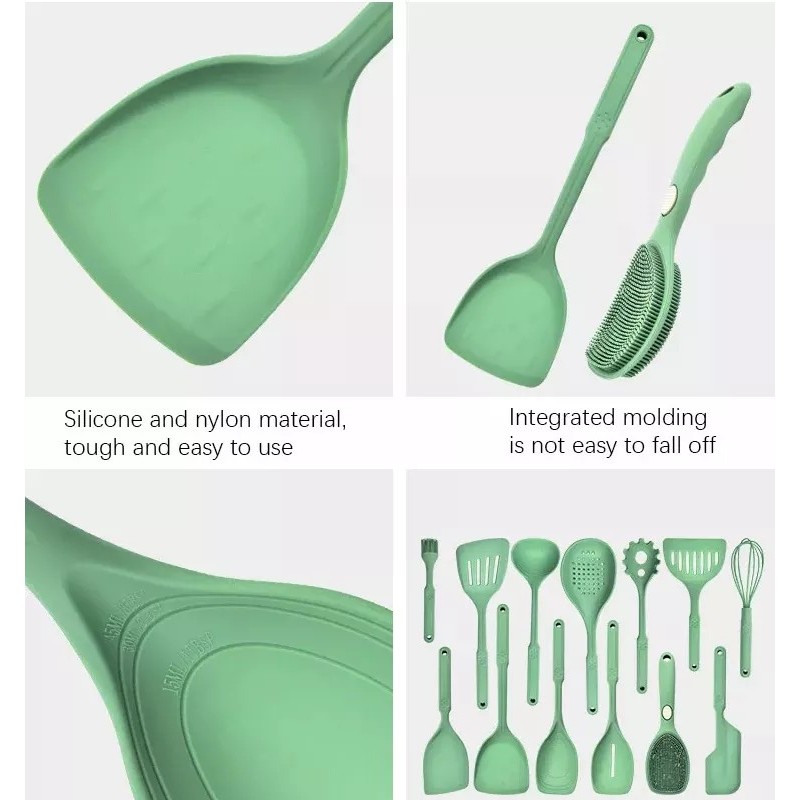New Heat-resistant Non Stick Scraper Spatula Scoop Skimmer Ladle Cooking Tools 13 Pcs Silicone Kitch图4