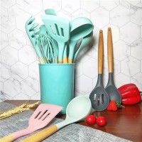 Home Private Label Kitchen Tools Accessories,11 Pcs Sale Green Cooking Silicone Spatula Kitchen Uten