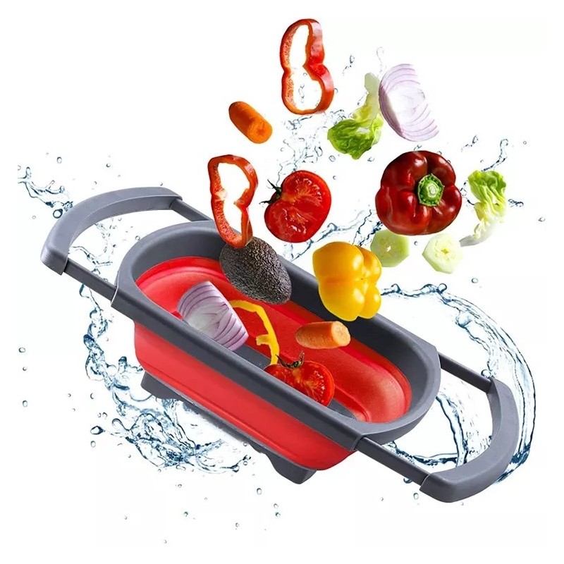 New Wholesale Eco-friendly Kitchen Folding Plastic Fruit Vegetable Sink Drain Basket Strainer图2