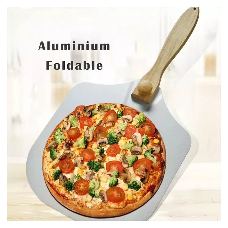 Large Foldable Wood Handle Aluminum Metal Pizza Peel Spatula Pizza Paddle For Baking Homemade Pizza图2