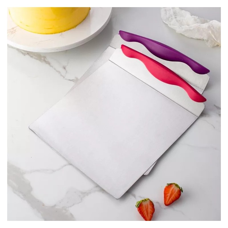 Cake Tools Square Stainless Steel Pizza Lifter Pancake Transfer Tray Plastic Handle Cake Transfer Sp图4