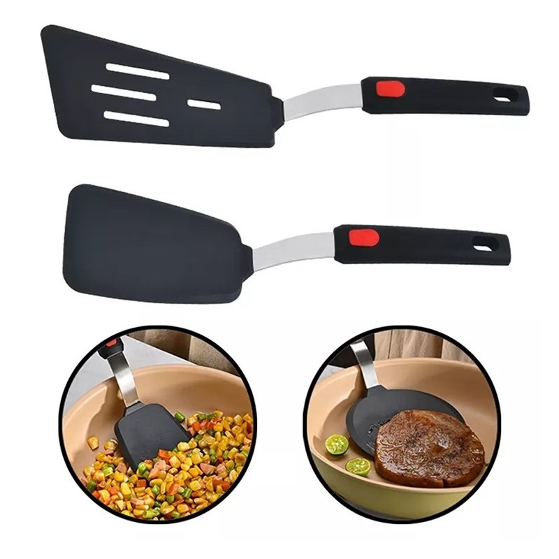 Heat Resistant Non Stick Kitchen Utensils Tools For Cooking And Baking Stretch Silicone Turner Spatu图4