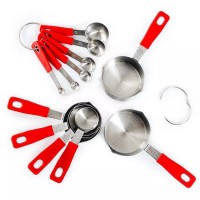 Measuring Spoon Stainless Steel Metal Kitchen Decorative Silicone Handle Measuring Spoon Set