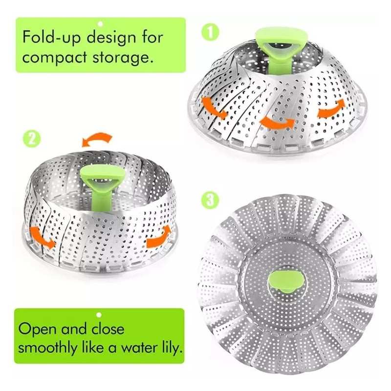 Best Selling Oem Foldable Vegetable Steamer Basket Folding Steamer Large Stainless Steel Steamer图5