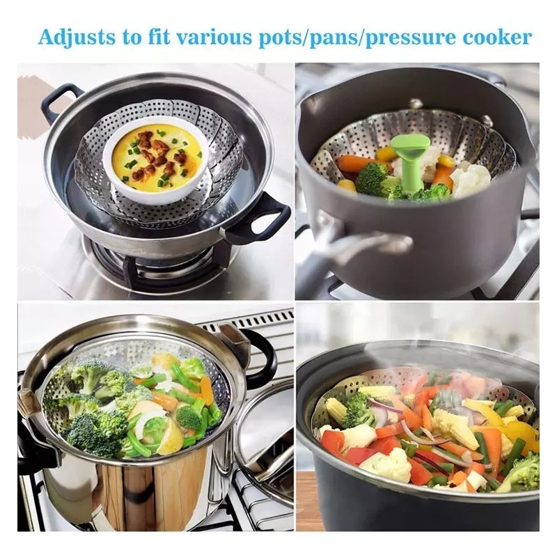 Best Selling Oem Foldable Vegetable Steamer Basket Folding Steamer Large Stainless Steel Steamer图6