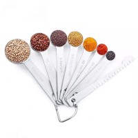 New style 8pcs Measuring Cups And Spoons Kitchen Silver Stainless Steel Measuring Spoons set