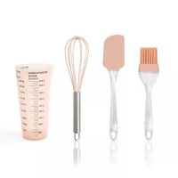 Factory Stocked 4 Pieces Silicone Baking Tools Spatulas And Brushes Set With Measuring Cups