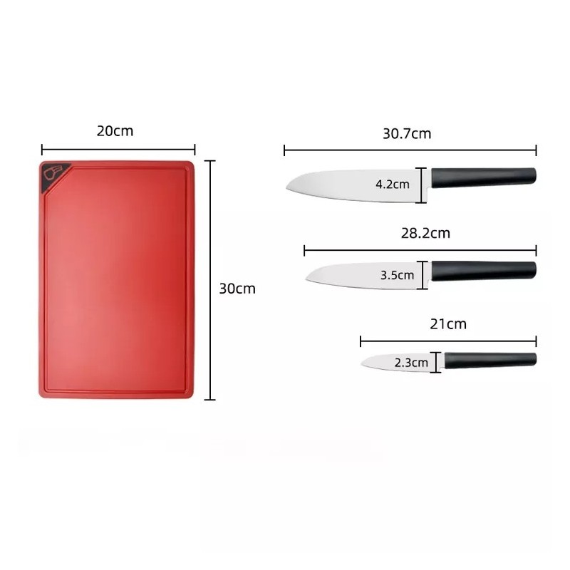Plastic multifunction large plastic bulk cutting index chopping board set of 3 with knife holder sto图3