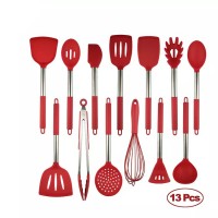 High quality 13PCS cooking Utensils with Stainless Steel and silicone Handle Silicone Kitchen Utensi