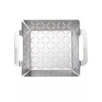 Stainless steel square multi-function bbq grill plate Grill Basket Vegetable Grill Basket