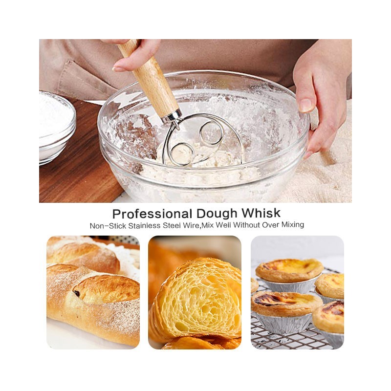 13 Inch Stainless Steel Sourdough Bread Whisk Small Whisk Danish Dough Whisk Large Of Bread Making T图4