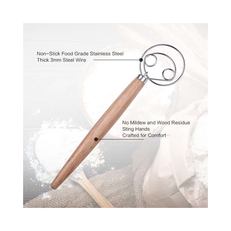 13 Inch Stainless Steel Sourdough Bread Whisk Small Whisk Danish Dough Whisk Large Of Bread Making T图3