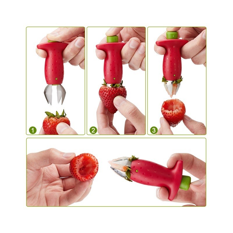 Kitchen Tool Fruit Vegetable Leaf Stem Remover Strawberry Huller Cherry Pitters图3