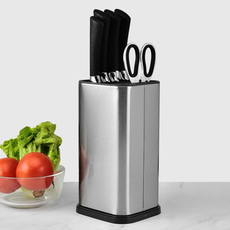 Kitchen Knives Stand Multifunction Stainless Steel Knife Scissor Holder Storage Bucket Knife Block图4