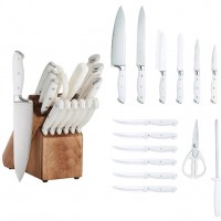 15-Piece White Forged Triple Riveted Knife Block Set