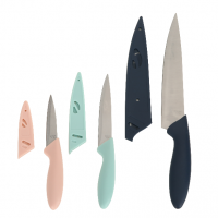 3 Piece Stainless Steel Color Knife Set with Soft Grip Handles