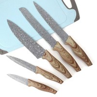 5pc knife set with wooden effect handle
